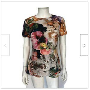 Ted Baker Multi-Color Floral Short Sleeve Blouse